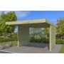 Photo de coté du Carport voiture 15m2 Combi Imprégné Vert - panneaux ondulés en fibre de verre