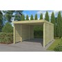 Photo de coté du Carport voiture 15m2 - Imprégnation Verte - panneaux ondulés en fibre de verre