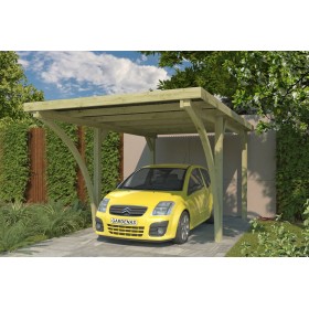 Carport voiture 15m2 Auto 300x500cm - Imprégnation Verte - panneaux ondulés en fibre de verre Photo du Carport voiture 15m2 Auto 300x500cm - Imprégnation Verte