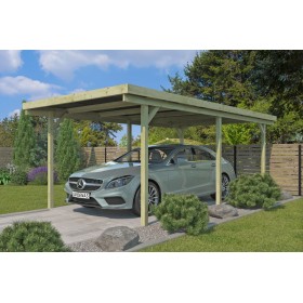 Carport voiture 18m2 Basic 300x600cm - Imprégnation Verte - panneaux ondulés en fibre de verre Photo du Carport voiture 15m2 Basic 300x600cm - Imprégnation Verte