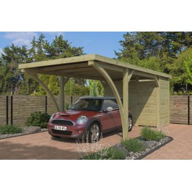 Carport voiture 20m2 Firmin XL 300x670cm - Imprégnation Verte - panneaux ondulés en fibre de verre Photo du Carport voiture 20m2 - Imprégnation Verte