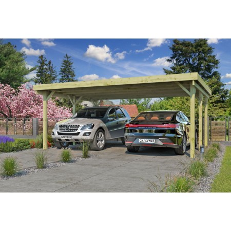 Photo du Carport voiture 30m2 Double 600x500cm - Imprégnation Verte