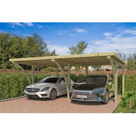 Carport voiture 33m2 Caprice XL 600x550cm - Imprégnation Verte - panneaux ondulés en fibre de verre Photo du Carport voiture 33m2 Caprice XL 600x550cm - Imprégnation Verte