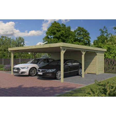 Photo du Carport voiture 40m2 Double XL 600x670cm - Imprégnation Verte