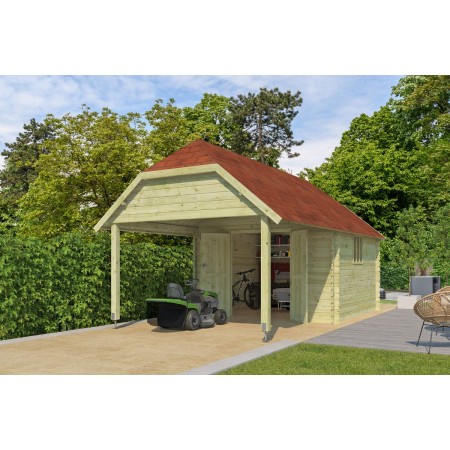 Abri de jardin 23m2 Oxon 650x355 - 28mm - Imprégnation verte - Bardeaux inclus