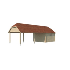 Abri de jardin 33m2 Oxon XXL 940x355 - 28mm - Bardeaux inclus Vue de l'Abri de jardin 33m2 Oxon XXL 940x355 - 28mm - Bardeaux inclus