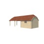 Vue arrière de l'Abri de jardin 33m2 Oxon XXL 940x355 - 28mm - Bardeaux inclus