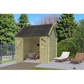 Abri de jardin 9m2 Vienne S 295x295 - 28mm - Imprégnation + Bardeaux inclus Photo de l'Abri de jardin 9m2 Vienne S 295x295 - 28mm - Imprégnation + Bardeaux inclus