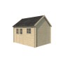 Vue latérale de l'Abri de jardin 10m2 Vienne S 385x295 - 28mm - Bardeaux inclus