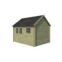 Vue latérale de l'Abri de jardin 10m2 Vienne S 385x295 - 28mm - Imprégnation verte