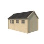 Vue latérale de l'Abri de jardin 15m2 Vienne XL 505x295 - 28mm - Bardeaux inclus