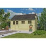 Photo de face Abri de jardin 15m2 Vienne XL 505x295 - 28mm - Imprégnation verte + Bardeaux