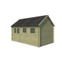 Vue latérale Abri de jardin 15m2 Vienne XL 505x295 - 28mm - Imprégnation verte + Bardeaux