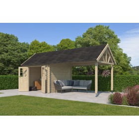 Abri de jardin 19m2 Vienne S+EXT 670x295 - 28mm - Bardeaux inclus Photo de l'Abri de jardin 19m2 670x295cm - 28mm - Bardeaux inclus