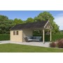 Photo de face de l'Abri de jardin 19m2 670x295cm - 28mm - Bardeaux inclus