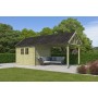 Photo de face Abri de jardin 19m2 Vienne S+EXT 670x295 - 28mm - Imprégné en vert + Bardeaux