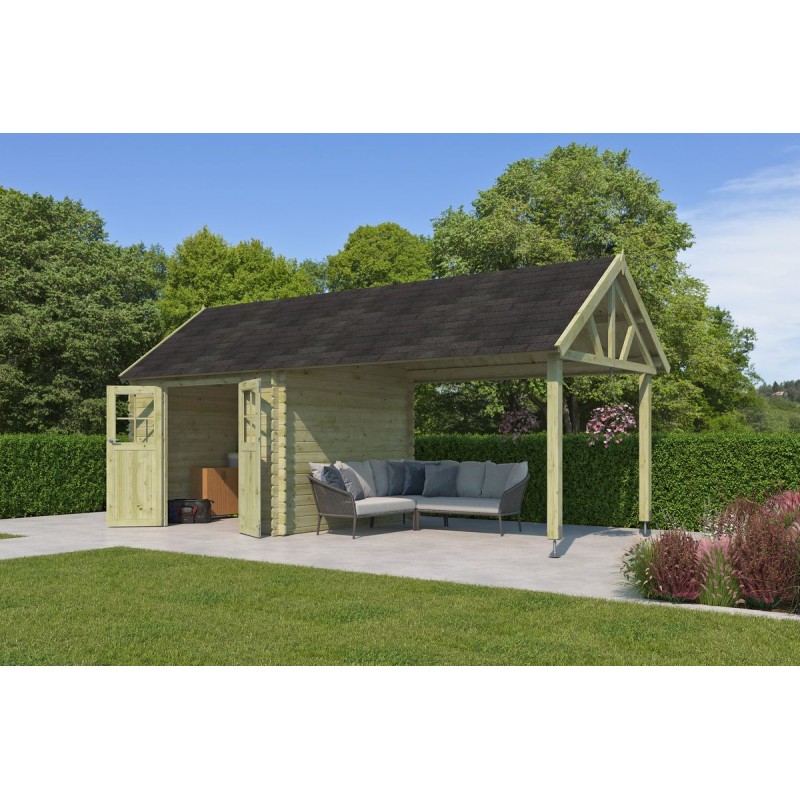 Photo de l'Abri de jardin 19m2 Vienne S+EXT 670x295 - 28mm - Imprégné en vert + Bardeaux