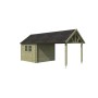 Vue latérale Abri de jardin 19m2 Vienne S+EXT 670x295 - 28mm - Imprégné en vert + Bardeaux