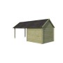 Vue arrière Abri de jardin 19m2 Vienne S+EXT 670x295 - 28mm - Imprégné en vert + Bardeaux