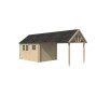 Vue latérale de l'Abri de jardin 22m2 Vienne S+EXT 760x295 - 28mm - Bardeaux inclus