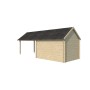 Vue arrière de l'Abri de jardin 22m2 Vienne S+EXT 760x295 - 28mm - Bardeaux inclus