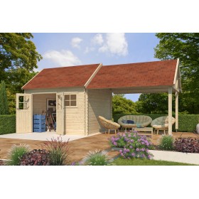 Abri de jardin 22m2 Glasgow XL 715x320 - 28mm - Bardeaux inclus Photo du Pool House 22m2 Glasgow XL 715x320 - 28mm