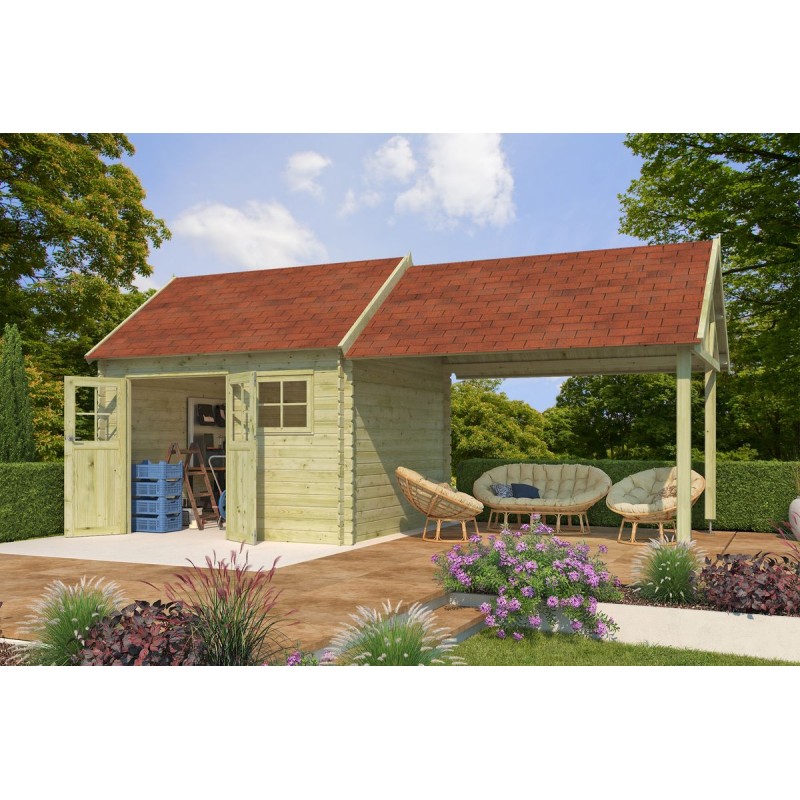 Photo du pool house de 22m2 - 28mm - Imprégné en vert - Bardeaux