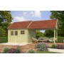 Photo de face du pool house de 22m2 - 28mm - Imprégné en vert - Bardeaux