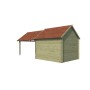 Vue arrière du pool house de 22m2 - 28mm - Imprégné en vert - Bardeaux