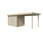 Vue latérale du pool house 12m2 Portland 595x205cm - 28mm - Bac acier