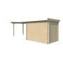 Vue arrière du pool house 12m2 Portland 595x205cm - 28mm - Bac acier