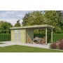 Photo de face du Poolhouse 12m2 - 28mm - Imprégnation verte + Bac acier