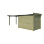 Vue arrière du Poolhouse 12m2 - 28mm - Imprégnation verte + Bac acier