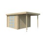 Vue latérale du poolhouse 13m2 Portland 445x295cm - 28mm - Bac acier