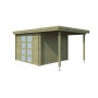 Vue latérale du Pool House 13m2 Portland 445x295cm - 28mm - Imprégnation verte