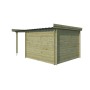 Vue arrière du Pool House 13m2 Portland 445x295cm - 28mm - Imprégnation verte