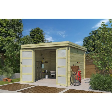 Photo du chalet bois de 10m2 Portland - 28mm - Imprégnation verte