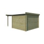 Vue arrière du Pool House 15m2 Portland 445x325+10cm - 28mm - Imprégnation verte