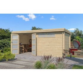Abri de jardin 15m2 Portland 505x295+10cm - 28mm - Bac acier laqué avec feutre anti-condensation Photo de l'Abri de jardin 15m2 - Bac acier laqué avec feutre anti-condensation