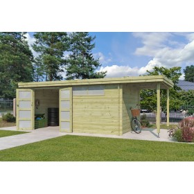 Pool House 20m2 Portland 655x295+10cm - 28mm - Imprégnation verte Photo du Pool House 20m2 - Imprégnation verte