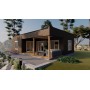 Vue de coté du Chalet bois habitable RE2020 Erica – 50 m², toit plat