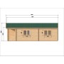 Vue de gauche du Chalet bois habitable RE2020 Alméria – 40 m², 2 chambres, terrasse