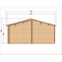 Vue arrière du Chalet bois habitable RE2020 Alméria – 40 m², 2 chambres, terrasse