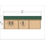 Vue de droite du Chalet bois habitable RE2020 Alméria – 40 m², 2 chambres, terrasse