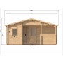 Vue avant du Chalet bois habitable RE2020 Alméria – 40 m², 2 chambres, terrasse