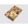 Coupe du Chalet bois habitable RE2020 Alméria – 40 m², 2 chambres, terrasse