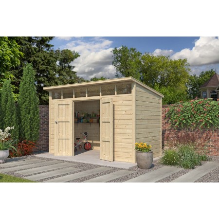 Photo de l'Abri en bois massif 6m2 Q-Line 360x180cm - 28mm - Toiture incluse