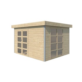 Vue de l&#039;Abri en bois massif 10m2 - 28mm - Alu - Bac acier