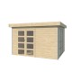 Vue de face de l'Abri en bois massif 10m2 - 28mm - Alu - Bac acier