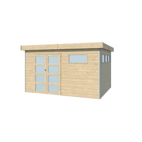 Vue de face de l&#039;Abri en bois massif 11m2  - Bac acier